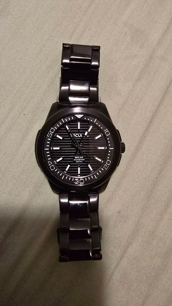Relógio Masculino Solar Aço Preto Séculos - Dentro da Garantia