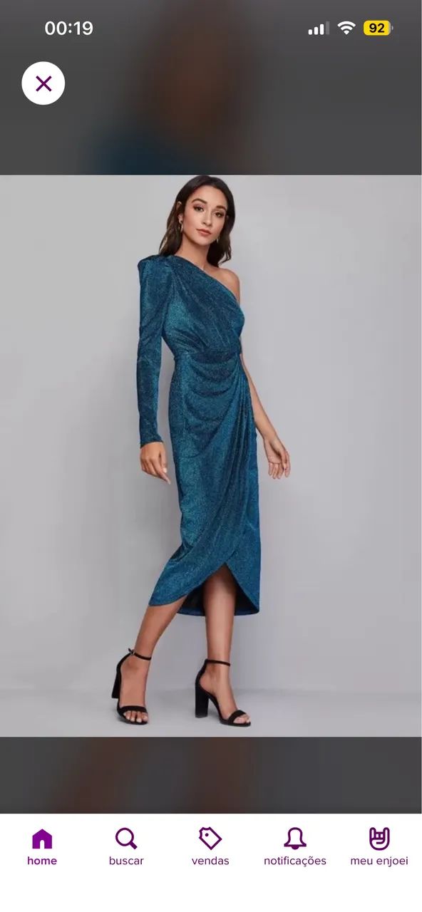 Vestido lurex azul festa