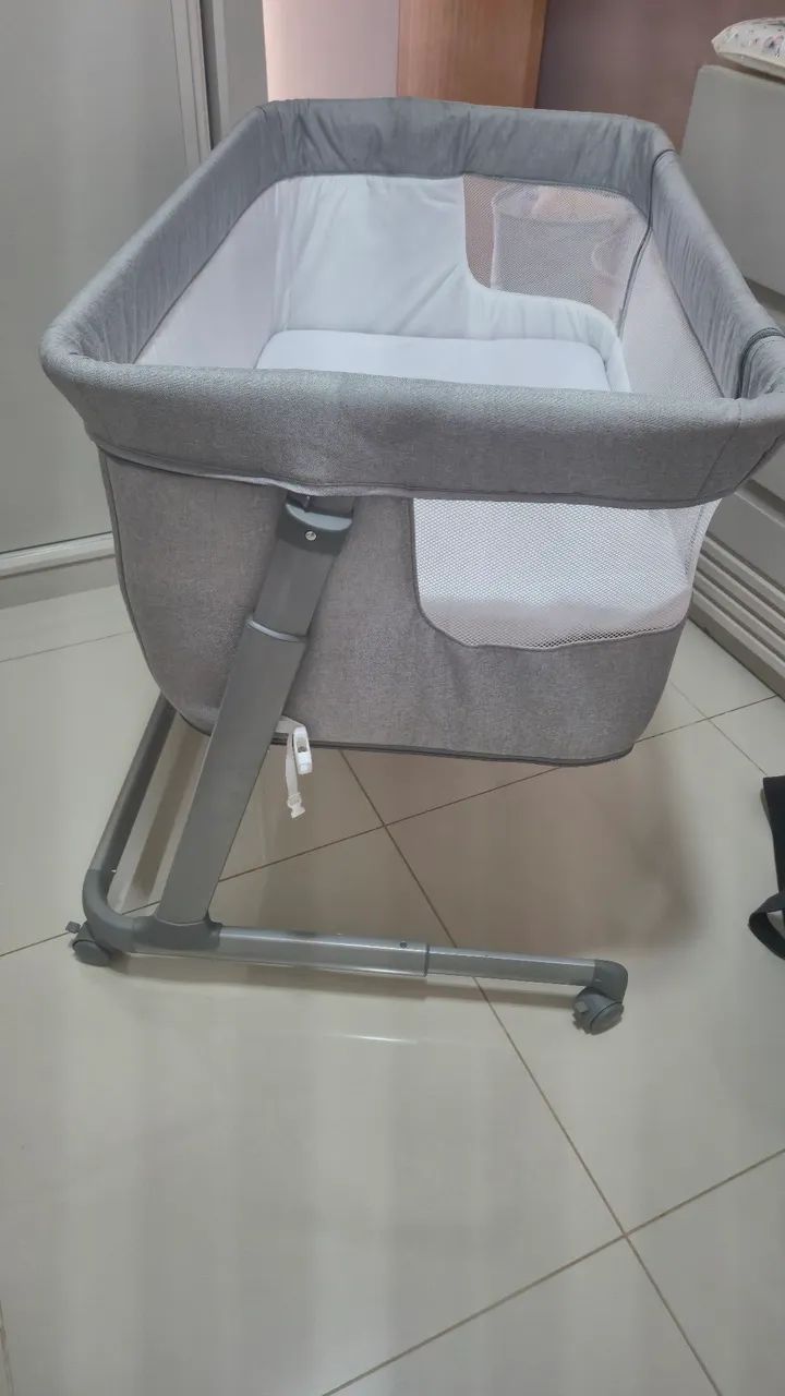 Berço Portátil Co-bed Link Cinza Mescla - Voyage - Foto 5