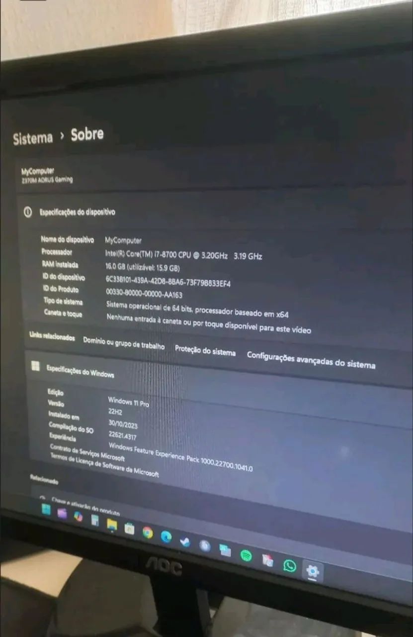 CPU Intel i7/8th 16gb ddr4 512ssd - Foto 2