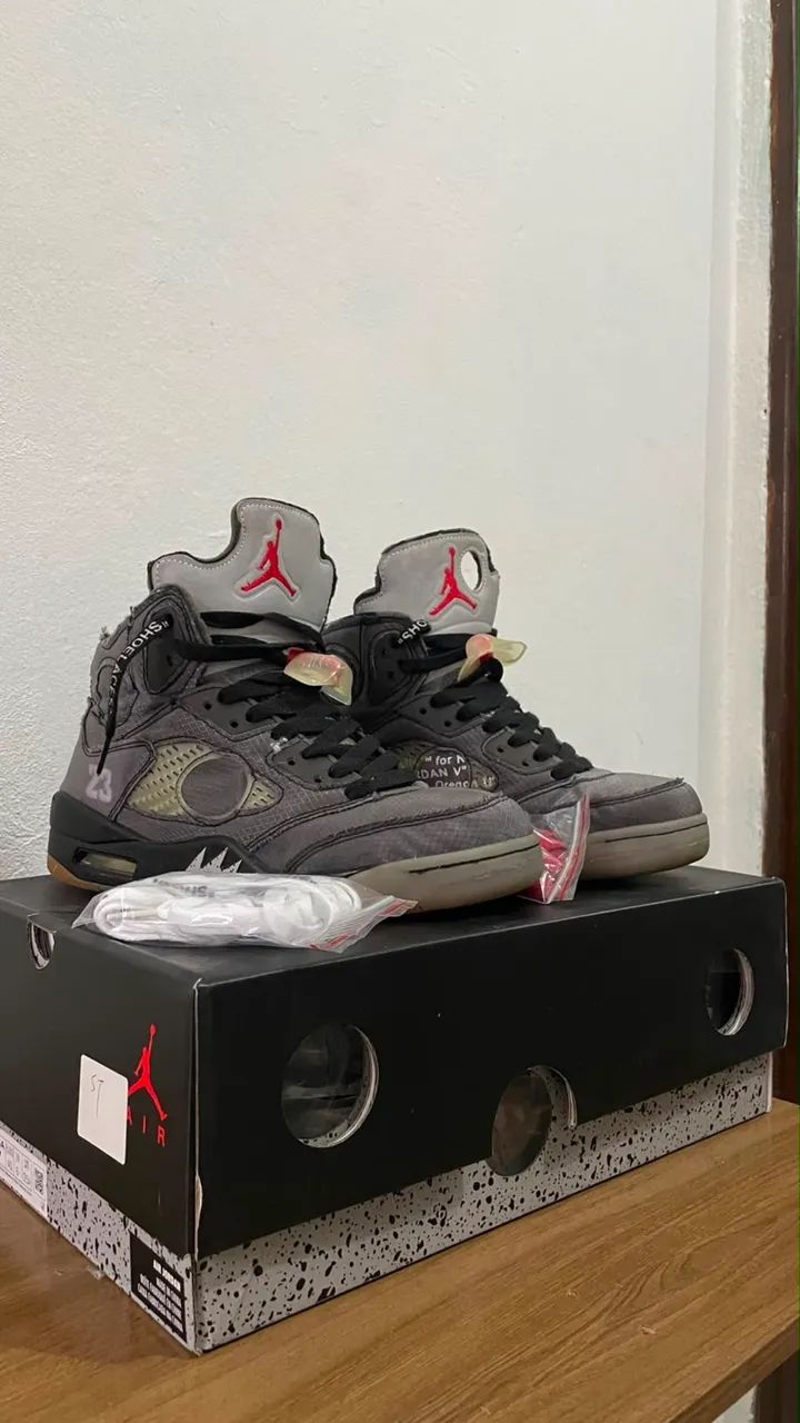 off-white x air jordan 5 black metallic 38 - Foto 2