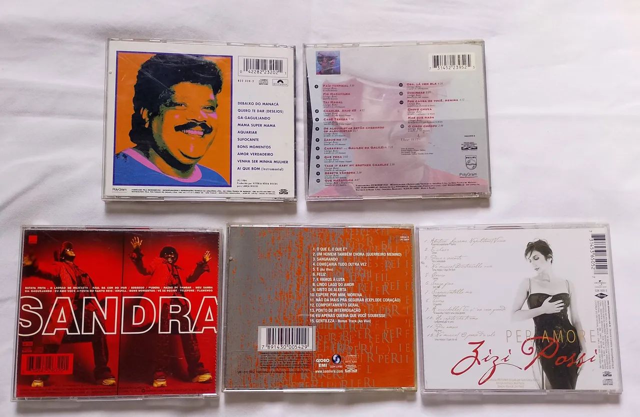 Cds Tim Maia; Jorge Ben; Sandra de Sá; Gonzaguinha e Zizi Possi