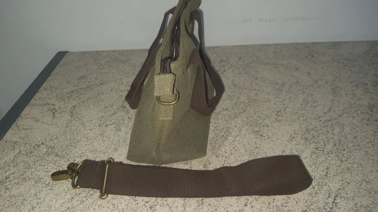 Bolsa em lona com alça para mãos e transversal  - Foto 2