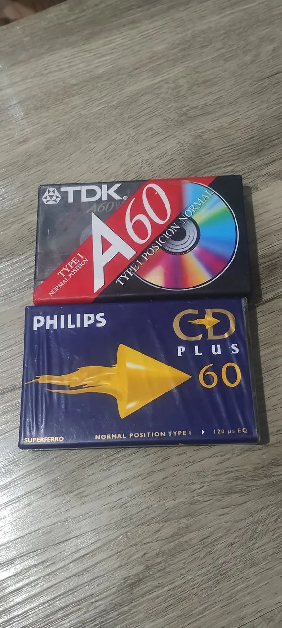 Kit 2 Fitas Cassete K7 Virgens Lacradas - TDK A60 + Philips CD