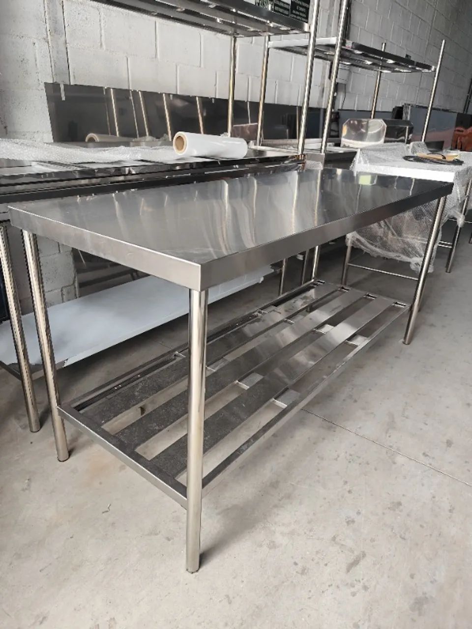 bancada inox 2,20m estrutura profissional resistente 