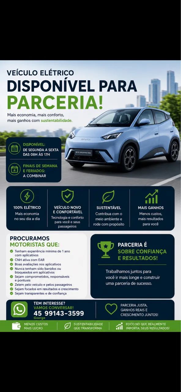 VEÍCULO ELÉTRICO PARA MOTORISTA APP