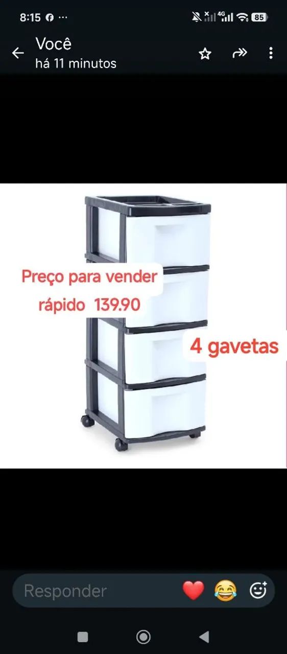 Gaveteiro 4 Gavetas para vender Rápido 