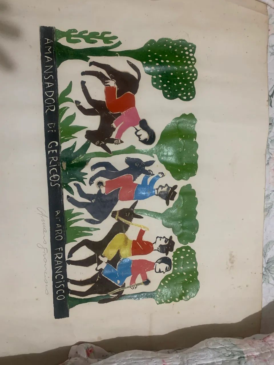 Xilogravura de amansador de gericos de Amaro Francisco 