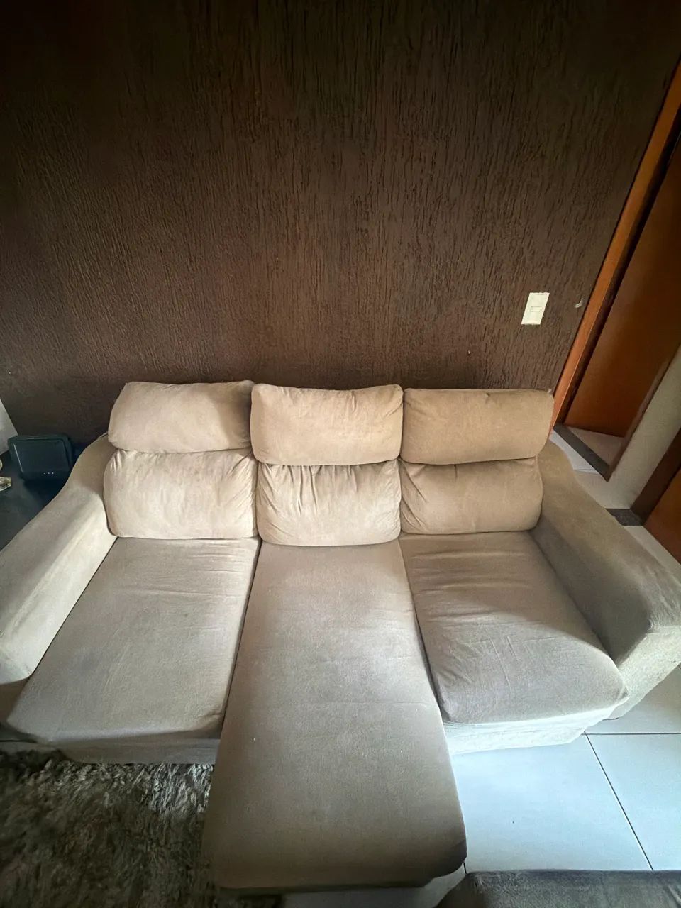 Sofá bege reclinável grande - Foto 2