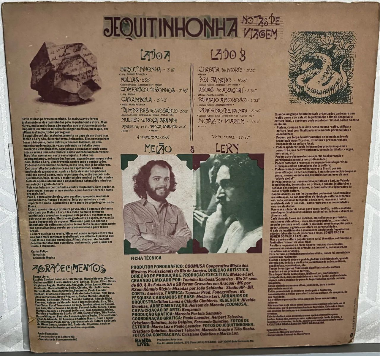 Disco vinil Melão e Lery - Jequitinhonha Notas de viagem - Foto 2