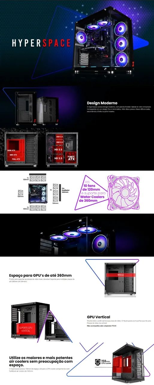 Gabinete Gamer DT3 Hyperspace - Foto 3