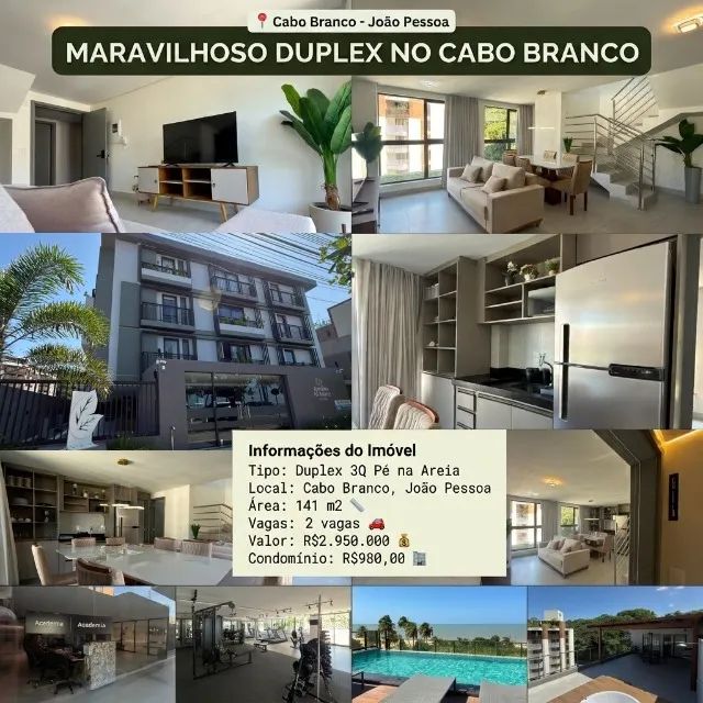Cobertura Duplex 3q Prédio Frente Mar Cabo Branco 