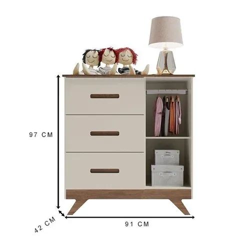 Quarto de Bebê Completo - Berço + Guarda-Roupa + Cômoda - Foto 4