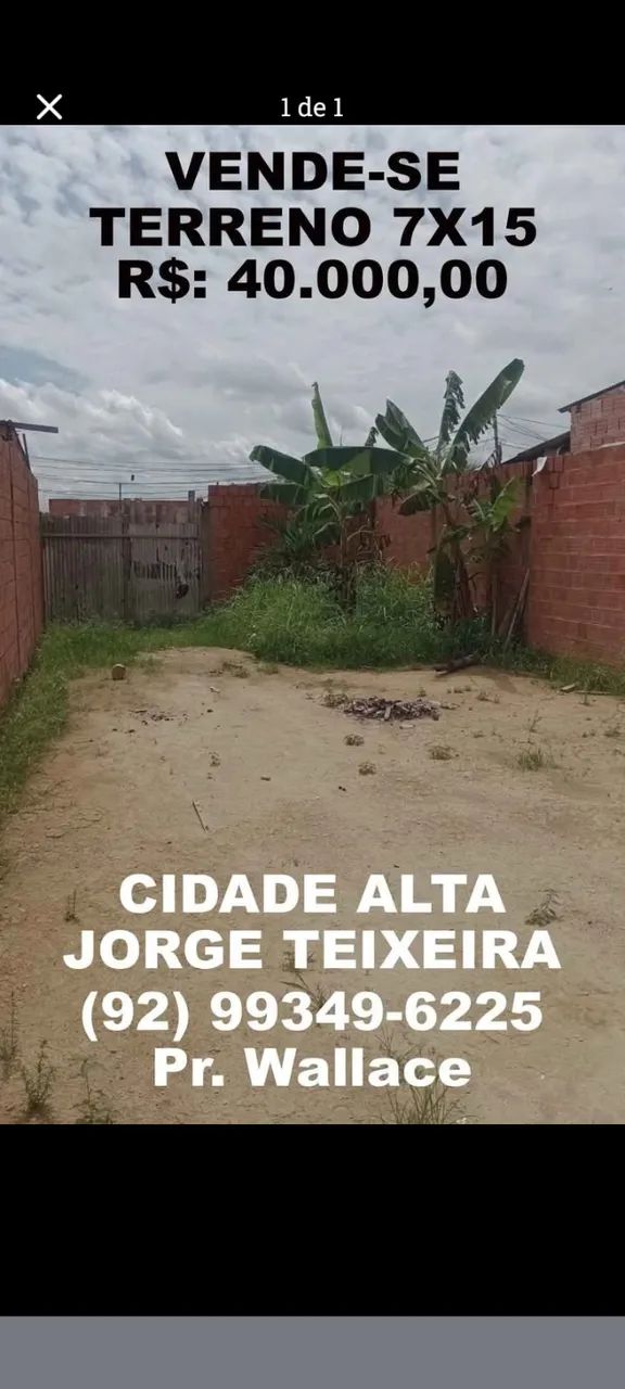 Vende-se terreno 7x 15