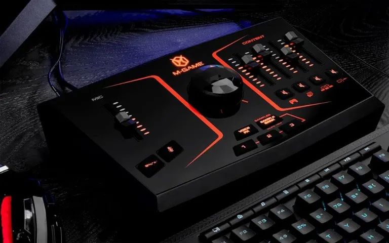 Interface Mixer M-game Solo DJ USB com Efeitos de Voz e Iluminação - Foto 2