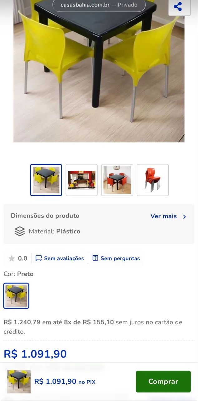 Conjunto mesa com 4 cadeiras  - Foto 4