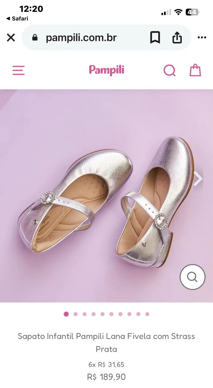 Vendo Sapato Infantil Pampili Lana Fivela com Strass prata número 29  - Foto 6