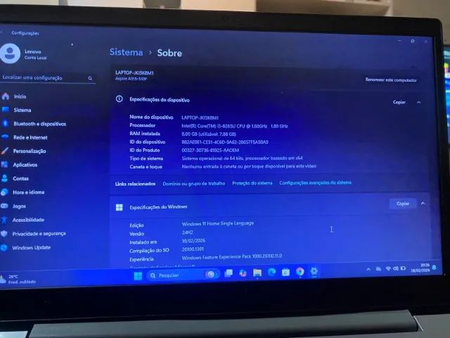 Notebook Lenovo i5 8° - SSD - Ótimo estado