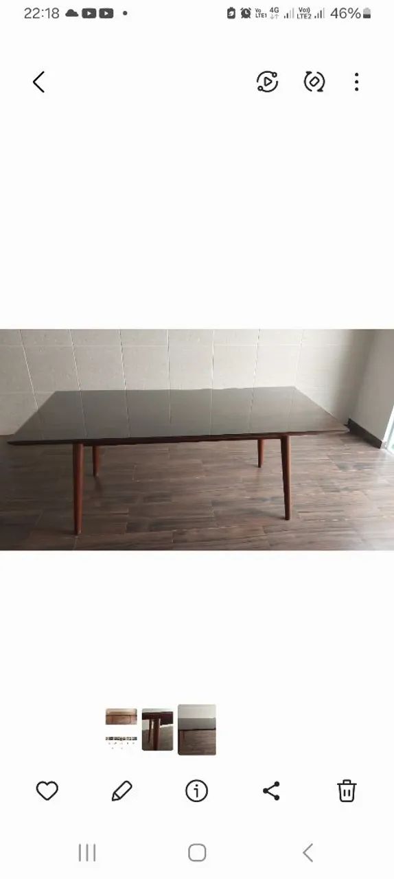 Mesa de madeira em Ipê (200x90x75) com tampo de vidro 