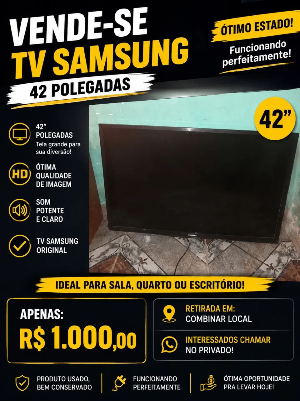 Vendo tv, pagamento somente à vista.