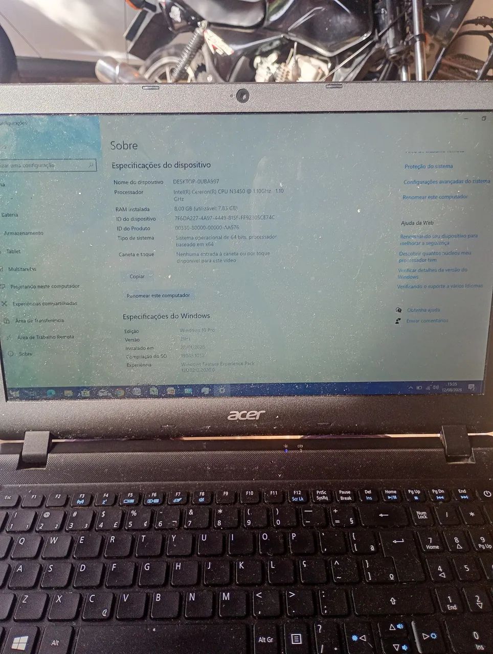 Notebook Acer 8 GB de RAM SSD 120