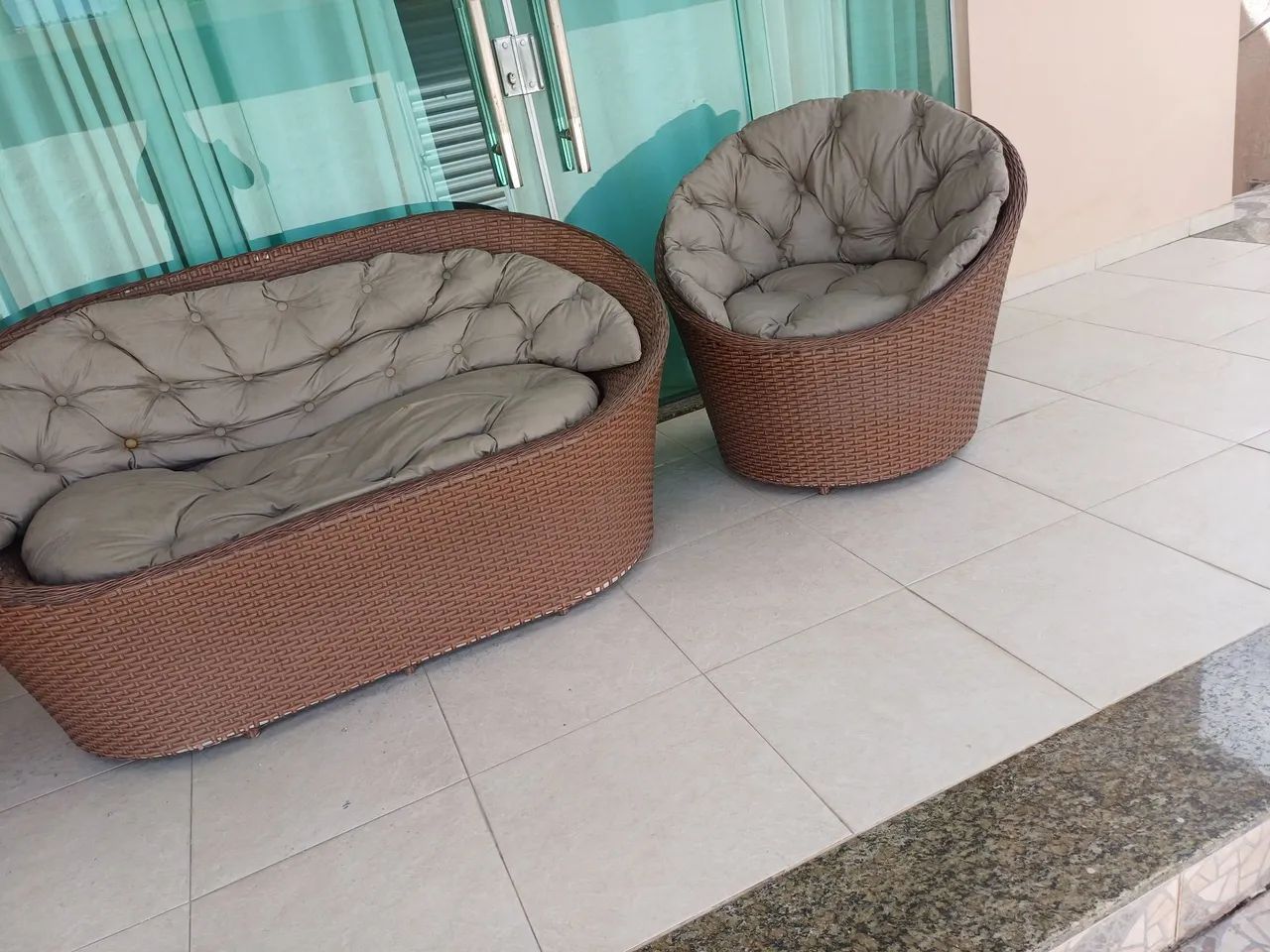 Conjunto de poltronas para terraço, jardim, 4 lugares, com assentos... - Foto 3