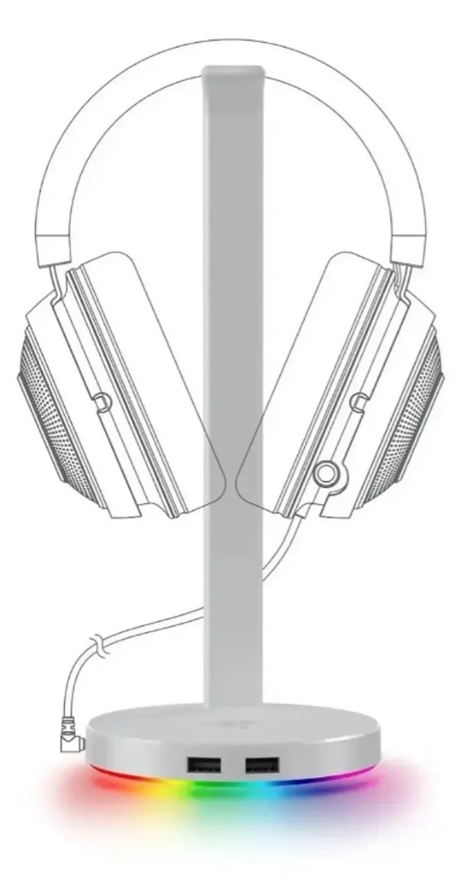 Suporte para Headset Razer Base Station V2 Chroma Branco - Foto 3