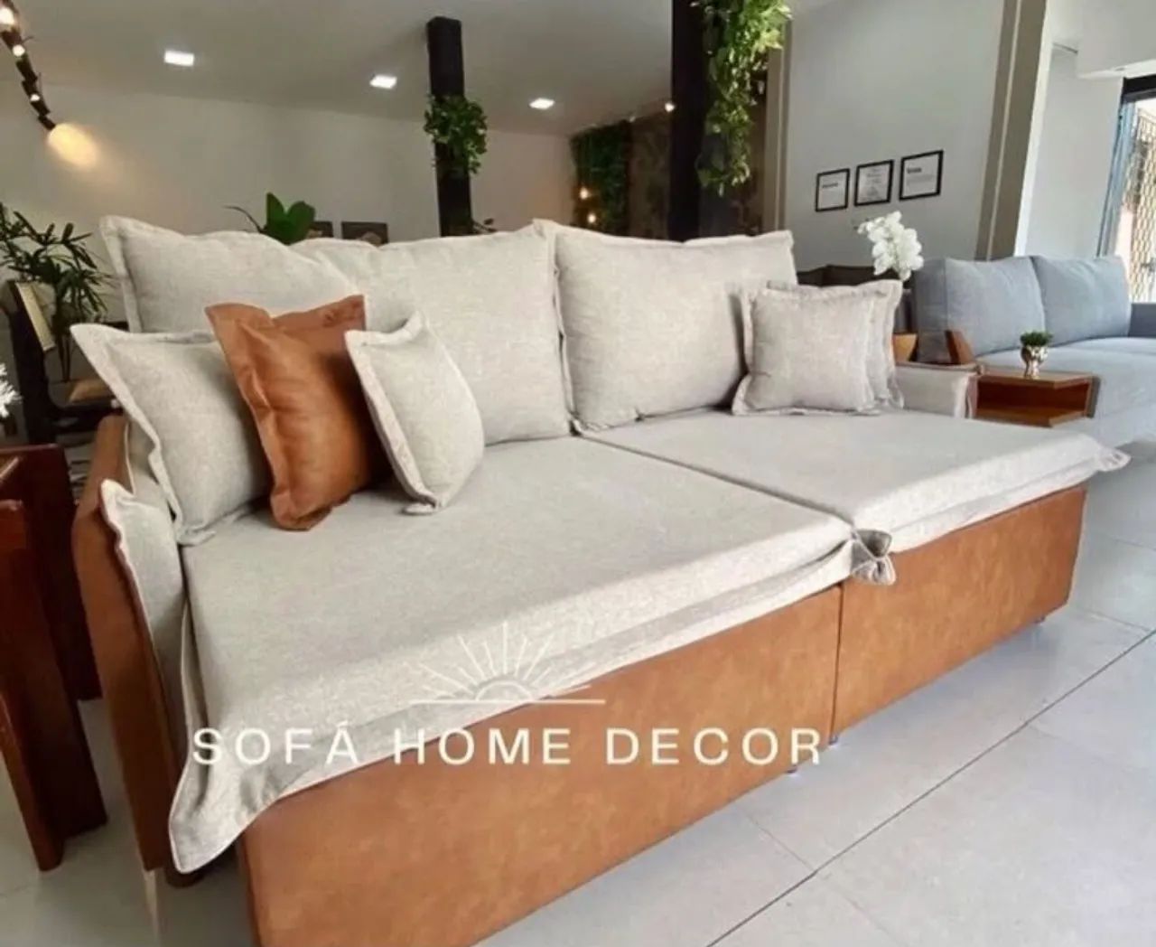 Sofá tebas na cor palha 