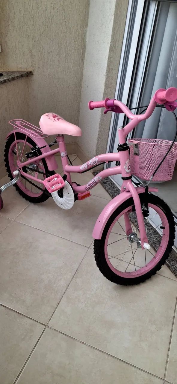 Bicicleta infantil aro 16 com rodinhas e cesta - Foto 5