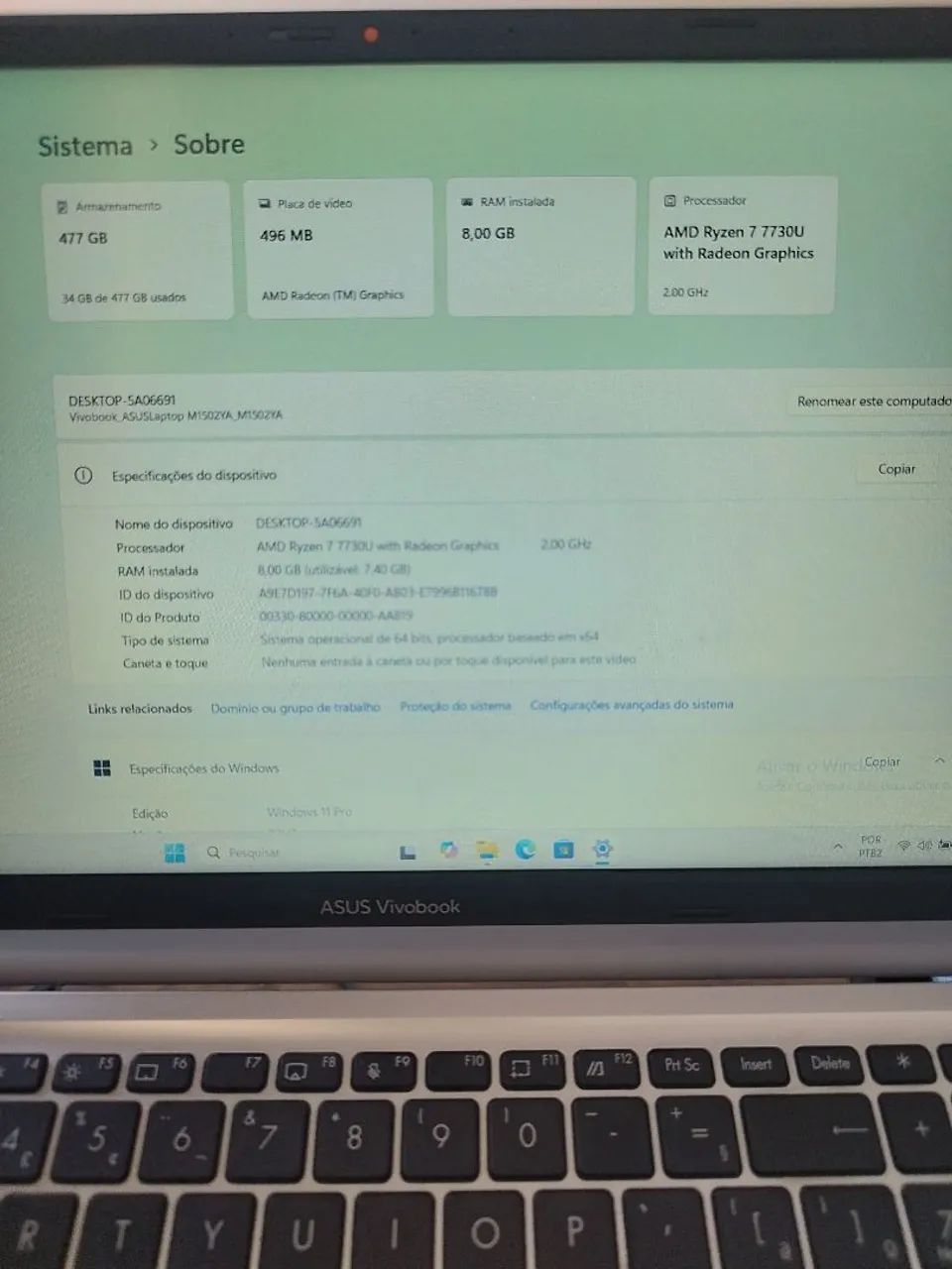  Notebook, AMD RYZEN 7, 8 Ram, Hd 512 - Foto 2