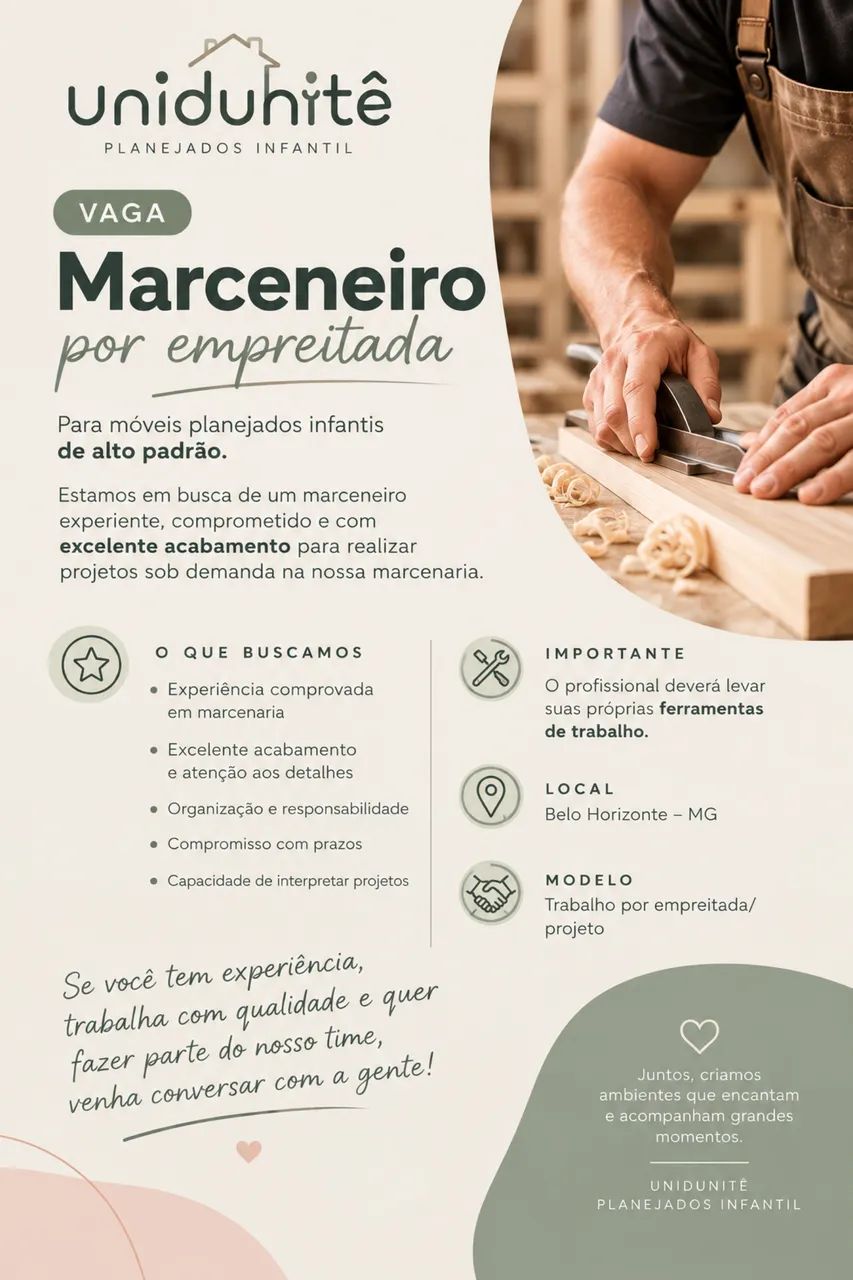 VAGA MARCENEIRO EMPREITADA