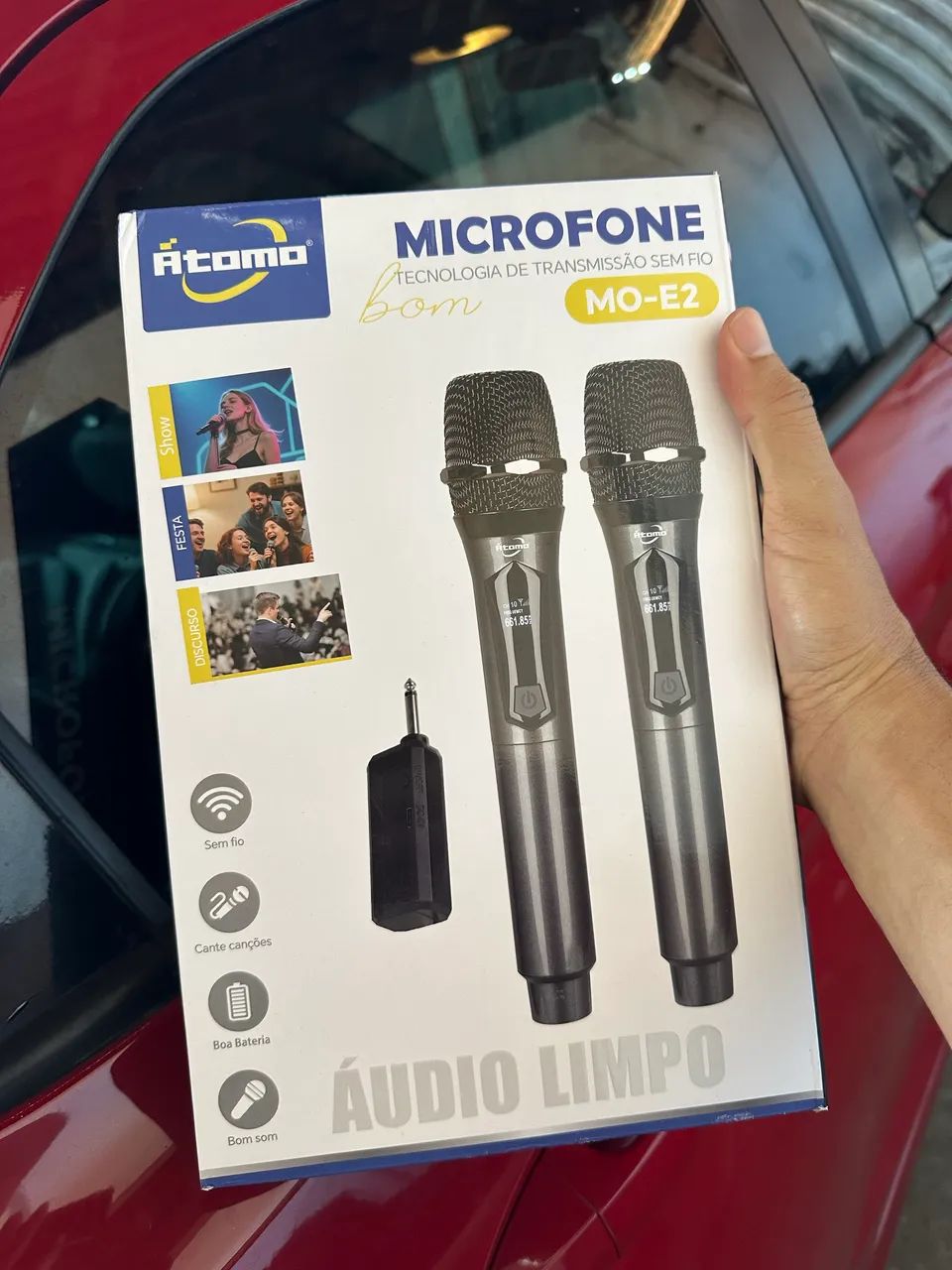 Microfone duplo sem fio 