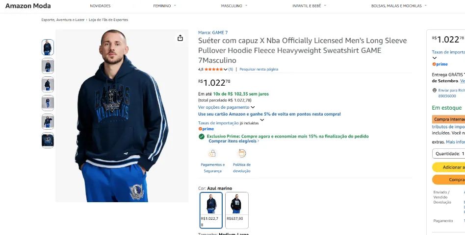 Suéter com capuz Nba Licenciado Oficial - Foto 5