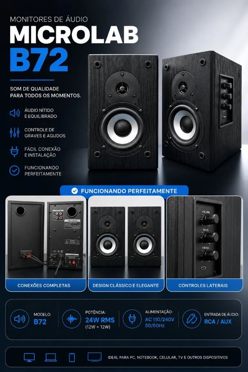 Monitores de áudio Microlab B72 