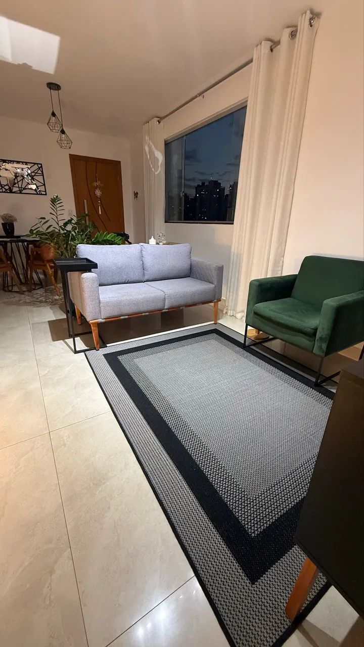 Sofá de linho cinza 2 lugares 