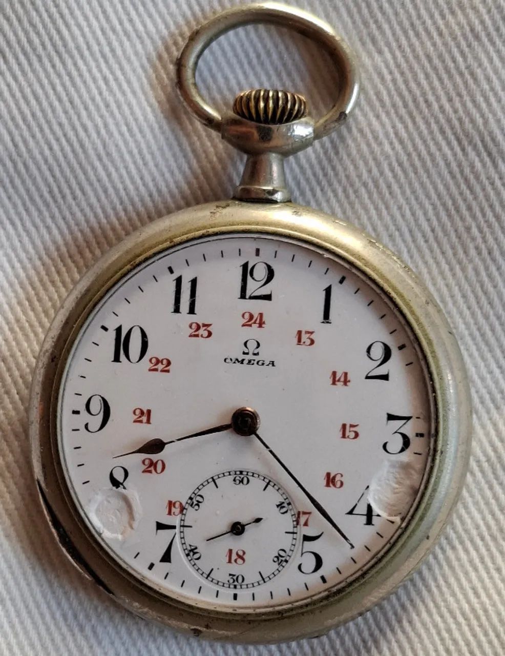 02 relógios de bolso antigos (suíços décadas de 1910 e 1920), marca OMEGA, 