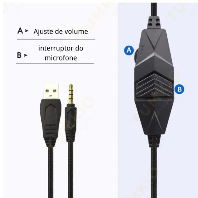 Fone De Ouvido Headset Gamer Com Led Para Computador Jogos Xbox Ps4 - Foto 3