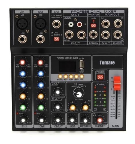 MESA DE SOM 7 CANAIS COM USB E BLUETOOTH TOMATE TYT-007 - Foto 3