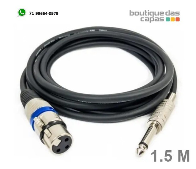 Cabo Microfone P10 Mono X Cannon Fêmea 1,5 Metros