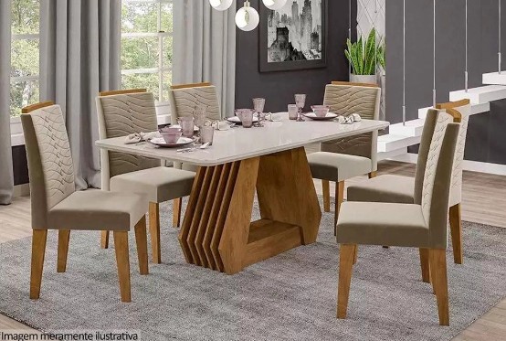 Sala mesa jantar com 6 cadeiras tampo de vidro  - Foto 4