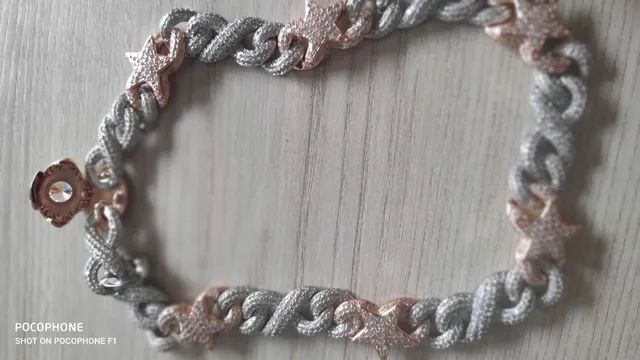 Corrente prata com rosé toda cravejada  - Foto 4