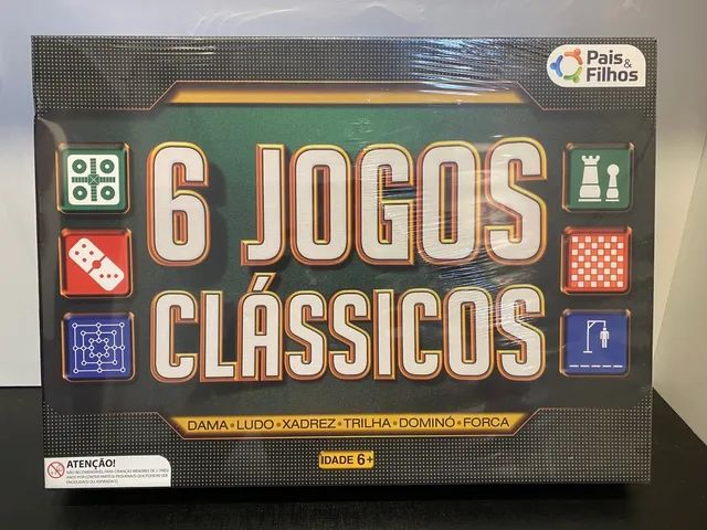 Jogo de Tabuleiro - 6 Jogos Clássicos - Dama/Xadrez/Trilha/Dominó/Forca/Ludo