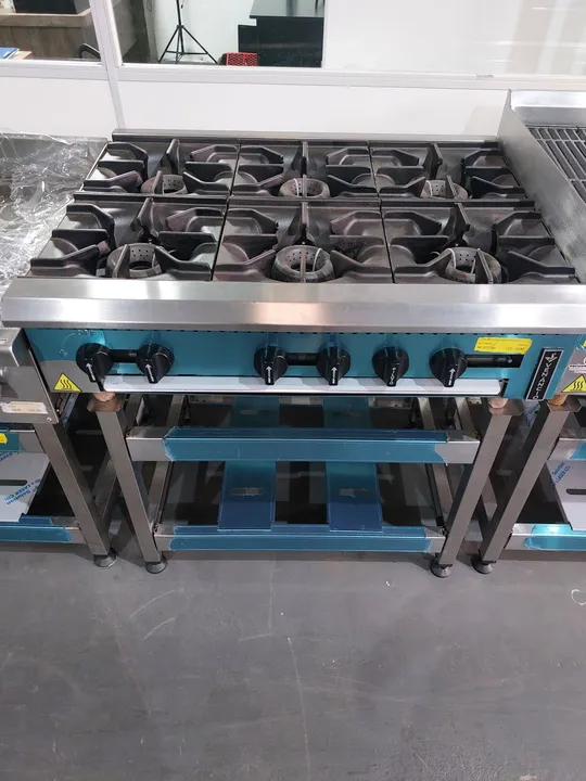 Fogão industrial alta produção 6 bocas duplas total inox
