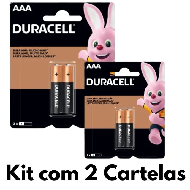 Kit com 2 Cartelas de Pilha Alcalina Duracell AAA - Cartela c/2-Unidades