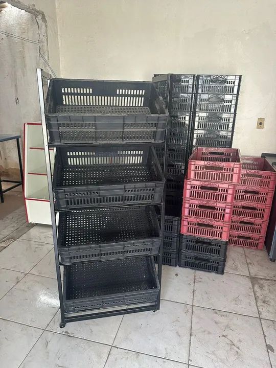 Estante de Metal para Mercado com Cestas Plásticas Fruteira  - Foto 2