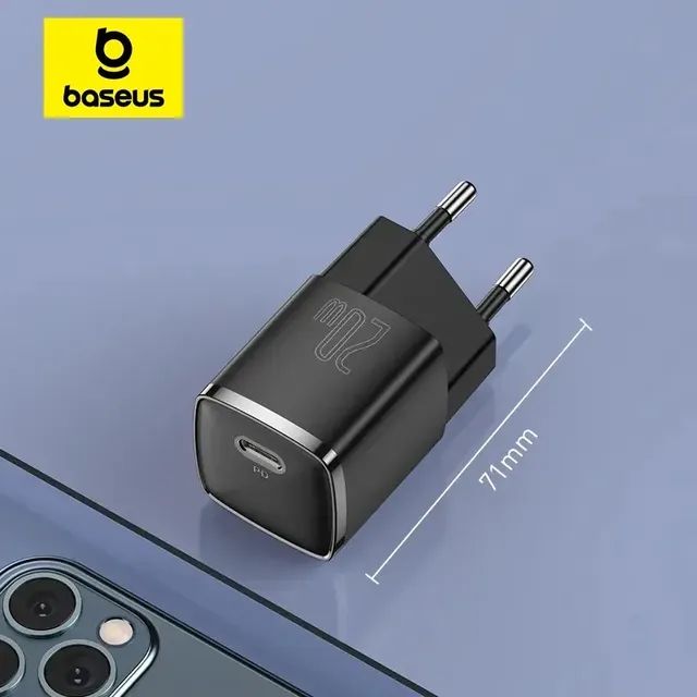 Carregador Turbo Baseus de 20w, Para IPhone e Android 