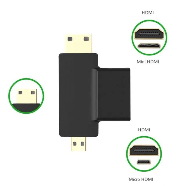 Conversor Adaptador 2 Em 1 Hdmi Para Micro Hdmi E Mini Hdmi - Foto 3