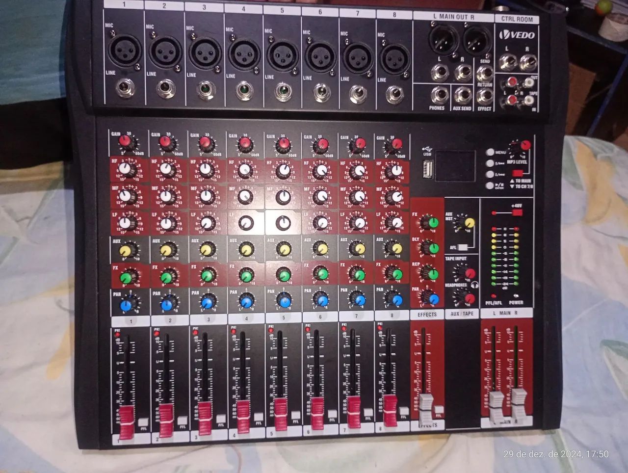 Mesa de Som Vedo VDA208L - 8 Canais - Foto 3