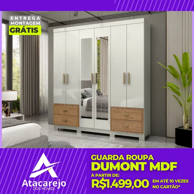 Guarda Roupa Casal MDF Entrega e Monta Grátis