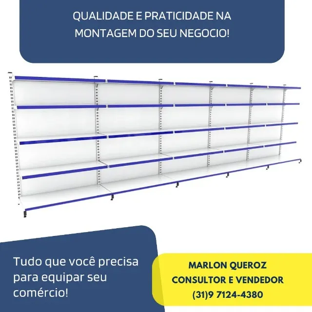 Gondola de Aço Parede 2 Metros 6 Bandejas